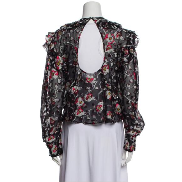 Women Isabel Marant Whimsical Fairy Open Back Floral Metallic Blouse size 36 (4) - Picture 2 of 5